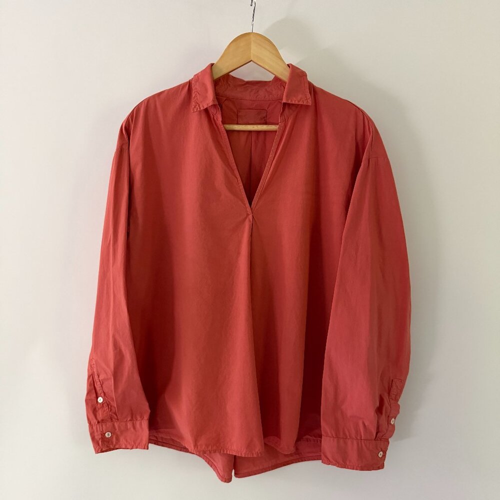 Velvet by Jenny Graham Terracotta V-Neck Collared Popover Blouse